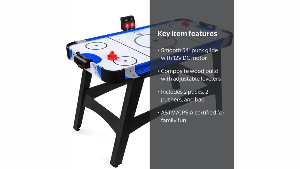 A close-up of a high-quality adjustable leveler on an air hockey table leg.